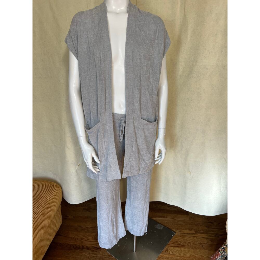 Barefoot Dreams Cozychic Ultra Lite XS Gray Cardigan and Crop Pants Lounge Set